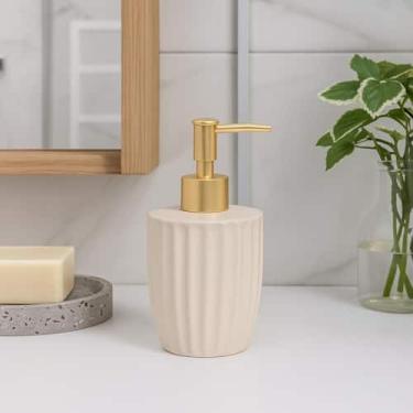 Imagem de Porta Sabonete Liquido Luxo Lavabo em Cerâmica Creme 330ml - Lyor