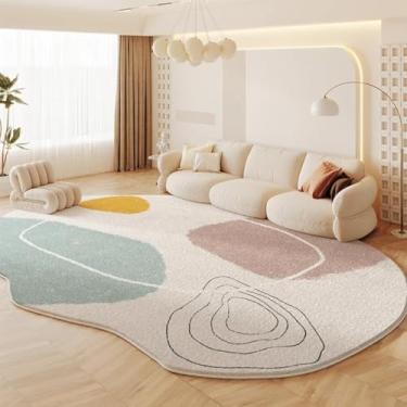 Imagem de Tapetes estilo creme francês para sala de estar, formas irregulares, decoração de quarto, tapete macio e fofo, minimalista e grosso (200x250 cm/I)
