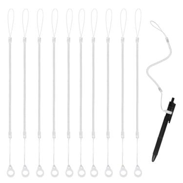 Imagem de 10uds Cordões para Caneta, Cordão Anti-Perda Caneta com Anéis de Silicone Cordão Elástico para Prender a Canetas à Tela Sensível Ao Toque (Branco)