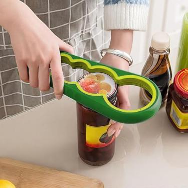 Imagem de Abridor de latas multifuncional, kit de abridor com alça de silicone