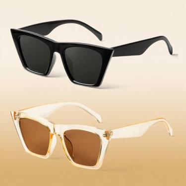 Imagem de Óculos de sol polarizados para mulheres, óculos de sol olho de gato com estilo retrô para compras, festas, viagens, 04 preto/marrom