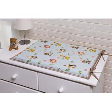 Imagem de Trocador para Bebe Animais Verde Agua Tucano Girafa Elefante Vies marr