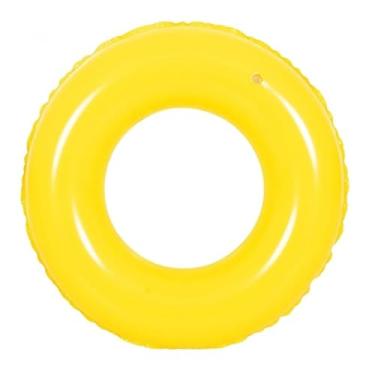 Imagem de Boia Circular Inflável 76cm Lisa Color Amarelo Laranja Roxo PVC Resistente Inflação Rápida Piscina Praia Boia Piscina(Amarelo)