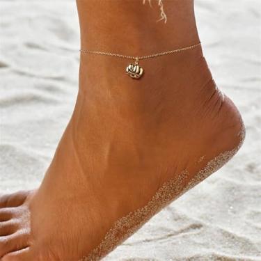 Imagem de Tornozeleira de ouro para mulheres banhado a ouro 14 k com abóbora, pulseira para pés