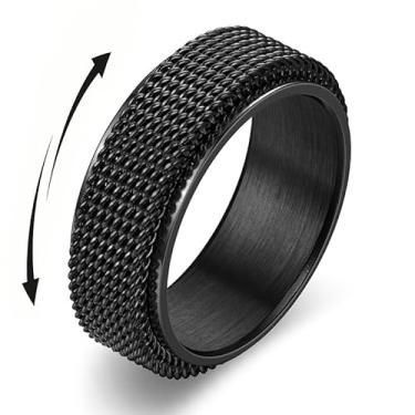 Imagem de Anel de ansiedade feito de aço inoxidável com design rotativo combina com roupas diárias adequadas para homens e mulheres, presente para familiares e amigos, 8, Aço inoxidável, Sem pedra preciosa