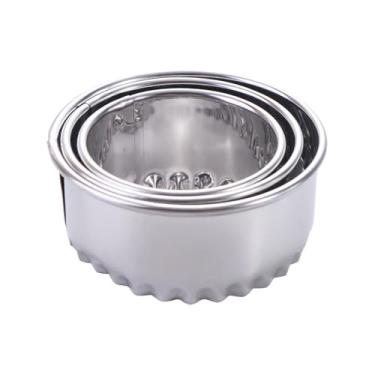 Imagem de Cortadores de biscoito 3 pçs/conjunto de moldes multifuncionais de aço inoxidável DIY cortador de massa prata (borda ondulada)