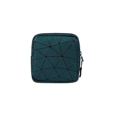 Imagem de Bolsa de moedas feminina pequena bolsa de moedas mini bolsa com zíper preta losango PU couro bolsa de moedas portátil com zíper, Verde, Bolsa casual para moedas