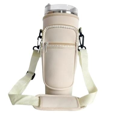 Imagem de Bolsa de transporte para garrafa de água com bolso para celular Stanley Cup 1,134 g, suporte de garrafa de água com alça ajustável e capa de palha, acessórios para copos Stanley
