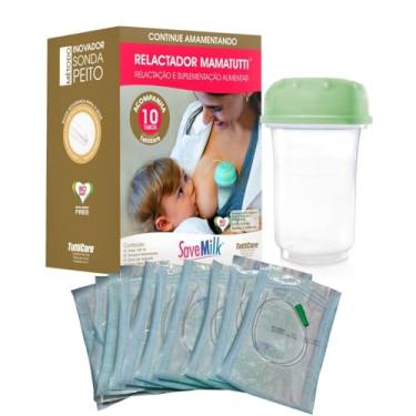 Imagem de Relactador MamaTutti, Kit de Suplementação e Relactação com 10 Tubos, Verde-Claro, Livre de BPA, 120ml, Sistema de Amamentação com Copo Universal