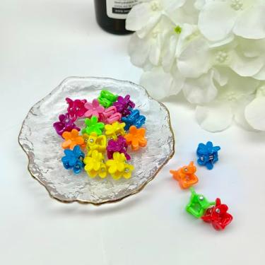 Imagem de 20 peças de mini grampos de cabelo de plástico, clipes de pressão antiderrapantes para mulheres (cores sortidas, pétalas)
