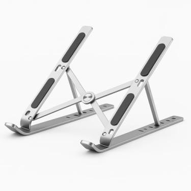 Imagem de Suporte Premium Dobrável em Ferro para Notebook – Conforto Ergonômico, 7 Alturas, Portátil, Antiderrapante e Ideal para Home Office ou Viagens