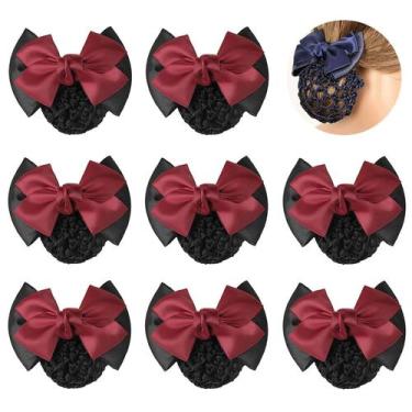 Imagem de Acessórios de cabelo TXIN Satin Bow Crochet Knit Red Snood x9