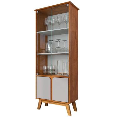 Imagem de Cristaleira Porta De Vidro 70cm Pés Retrô Madri Naturalle-off - Bechara