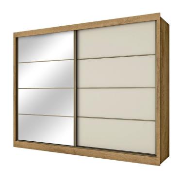 Imagem de Guarda Roupa Sevilha 1 Porta Espelhada 100% Mdf Mademarcs Amêndoa-off White-amêndoa