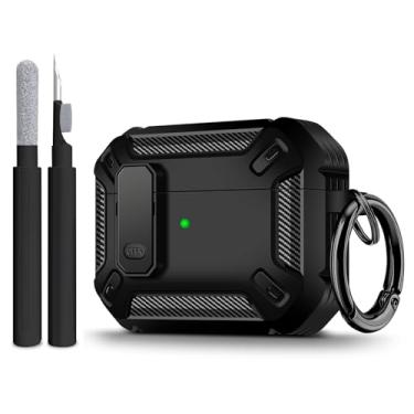 Imagem de Capa compatível com Airpods Pro 3 (2025), capa para Airpods Pro 3ª geração com kit de limpeza de chaveiros, capa de silicone macio à prova de choque para mulheres e homens