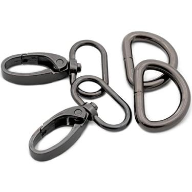 Imagem de Anel oval com fechos de garra de lagosta, conjunto de 10 fechos de chaveiro, anel oval, ganchos de pressão giratórios, para bolsa de alça, artesanato de quintal (unmetal, 2,5 cm)