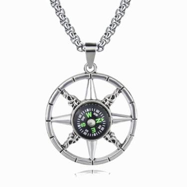 Imagem de Colar masculino com pingente de cabeça de cobra retrô de aço inoxidável, corrente de cruz gótica, estilo punk rock, acessório de presente para namorado ou amigo, 60cm, Aço inoxidável, Sem Pedra