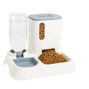 Imagem de Comedouro e Bebedouro Automático 2 em 1 – Alimentador Inteligente para Cães e Gatos com Reservatório de Ração e Água, Design Moderno e Fácil de Limpar(Branco)