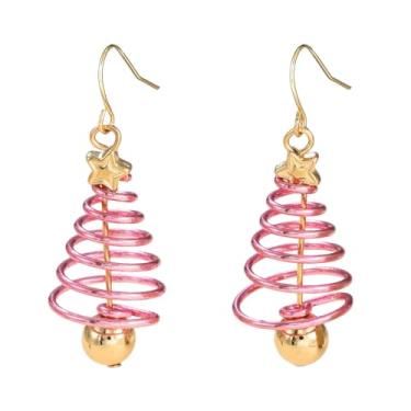 Imagem de Brincos femininos com pingente de árvore de Natal colorida em tons dourados, lindos pingentes de declaração de Natal, grinalda, anzol, brincos pendurados, leves, delicados, festivais, festas, joias