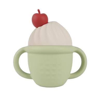 Imagem de ZÜCÜBéBé Copo de silicone com canudo para bebês de 6 a 12 e 18 meses, copo com canudo para crianças de 1 a 3 anos, verde menta