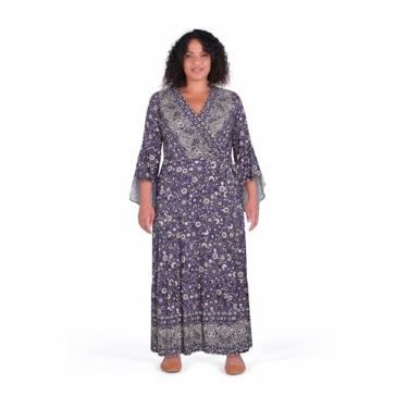 Imagem de City Chic Vestido feminino plus size - Adhara Maxi, Floral azul, 58