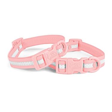 Imagem de lynxking Coleira refletiva impermeável ajustável durável para cães pequenos, médios e grandes, material de PVC de fácil limpeza, pacote com 2