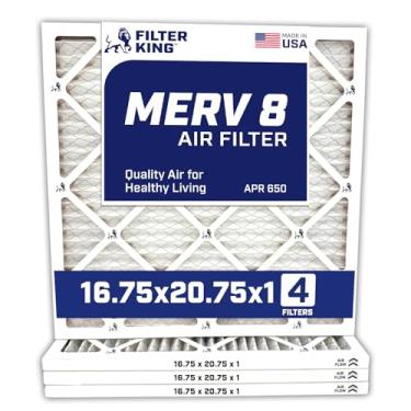 Imagem de Filter King Filtro de ar de 16,75 x 20,75 x 1 | Pacote com 4 | Filtros de forno A/C plissados MERV 8 HVAC | Feito nos EUA | Tamanho real: 42 x 20,75 x 1,90 cm