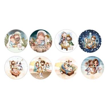 Imagem de Kit com 08 Bolinhas de Natal MDF 3mm Adesivado Decoração Árvore 9,5cm 