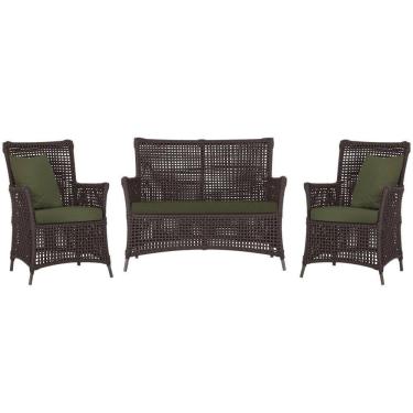 Imagem de Jogo Sofá E 2 Poltronas Igapó Alumínio Marrom E13 Trama Marrom