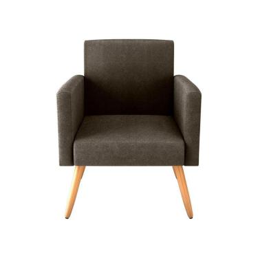 Imagem de Kit 2 Poltronas Decorativas E Puff Decorativo Pés Palito Dallas Matrix Veludo Turkey Marrom