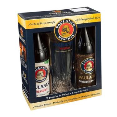 Imagem de Kit Cerveja Paulaner Weissbier & Dunkel Garrafas 500 ml + 1 Copo Vidro