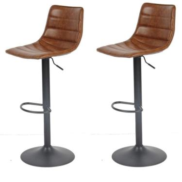 Imagem de Kit 2 Banquetas Giratória Barbacena Rivatti Revestimento Em Poliuretano (Pu) Marrom Base Disco