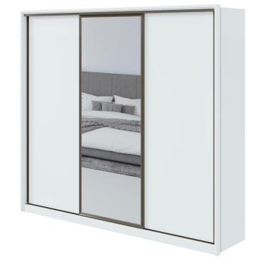 Imagem de Guarda-roupa Casal Spazio 270 Glass 3 Portas 6 Gavetas Branco