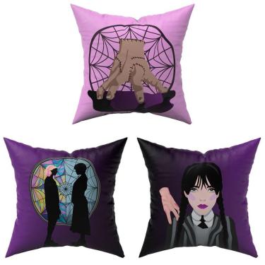 Imagem de Kit Trio Capas De Almofadas Wandinha 45Cm X 45Cm 03pçs - Com Viés