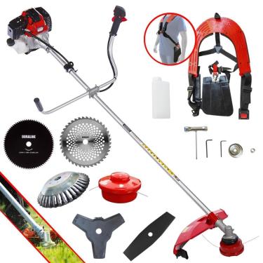Imagem de Roçadeira Multifunções Toyama RT43L À Gasolina 2T 43cc 1,7HP 10.000rpm Com Carretel + Kit 4 Lâminas de Cortes + Escova de Aço Para Pavers e Calçadas