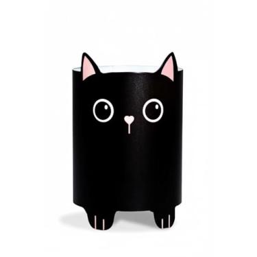 Imagem de porta lápis gatinho preto, organizador de mesa fofo, porta canetas formato gato, acessório de escritório kawaii, presente para amantes de gatos, porta treco para mesa infantil, decoração gatinho