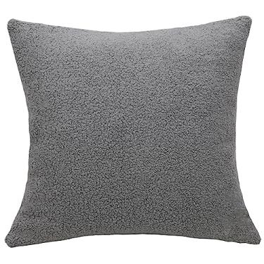 Imagem de Pacote com 2 capas de almofada decorativas encaracoladas macias de pelúcia neutra fronha felpuda aconchegante para sofá sala de estar 45 x 45 cm (cinza)