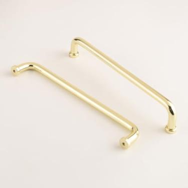 Imagem de funifiti Pacote com 5 puxadores curvos simples e modernos armários de cozinha dourados 19 cm furo a furo porta de armário liga de alumínio puxadores luz nórdica luxo