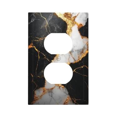 Imagem de SgEdao Capas decorativas modernas de mármore preto dourado cinza 1 gangue placa de cobertura de interruptor de luz dupla placas de parede exclusivas placa elétrica para decoração de banheiro e cozinha