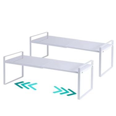 Imagem de Pacote com 2 organizadores expansíveis para bancada de cozinha, organizadores de cozinha e armazenamento, organizador de prateleira expansível sob a pia