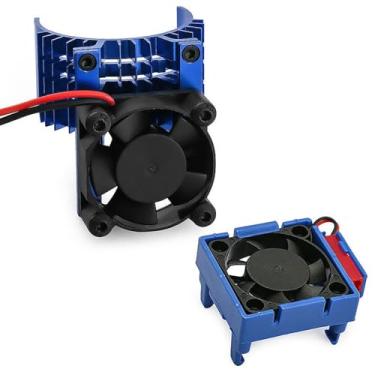 Imagem de Colaxi Conjunto de ventilador de resfriamento ESC e ventilador de motor para carro RC 1/10, dissipador de calor em liga de alumínio para Slash, Azul