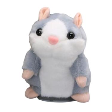 Imagem de Brinquedo Falante Infantil Hamster de Pelúcia Elétrico, Brinquedos Recheados de Gravação, Presente Melhor Amigo para Menino e Meninas, 16,5x10,5x8,5 cm - Educativo - Envolvente (Cinza)