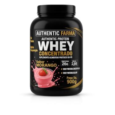 Imagem de Whey Concentrado Sabor Morango, Proteína 26g, BCAA 2,6g, Peso líq. 900g (Morango)