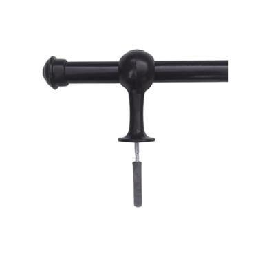 Imagem de Varão De Cortina 19mm Com Ponteiras E Suportes – Cabo De Madeira 1m Clássico E Elegante Para Ambientes Rústicos (Preto)