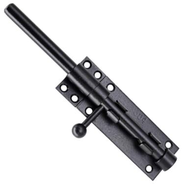 Imagem de Trava de porta de celeiro ajustável, trava push-pull de aço preto 304 de 20,3 cm, montagem com parafusos, design antifurto, para vários tipos de portas resistentes