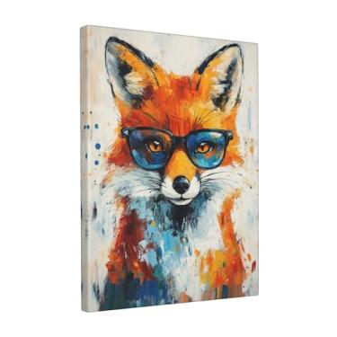 Imagem de Graffiti Fox Canvas Wall Art Colorido Banksy Fox Pictures Pop Art Pintura Engraçada Raposas Impressões Modernas Arte Animal para Banheiro Sala de Estar Quarto Escritório Decoração de Parede Emoldurada