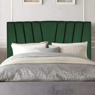 Imagem de Cabeceira Solteiro Cama Box Estofada 90 Cm Emma Suede Verde