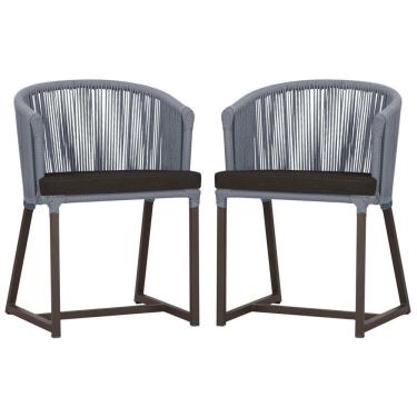 Imagem de 2 Cadeiras De Jantar Noronha Marrom Corda Náutica E9 Trama Prata