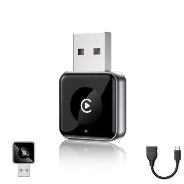 Imagem de Adaptador CarPlay sem fio para iPhone – Converter adaptador Apple CarPlay com fio para sem fio, Plug & Play, sem atraso, tamanho mini com cabo de extensão USB e USB-C/Tipo-C compatível com carros 2016