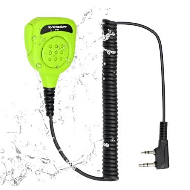Imagem de SVXSODA Microfone de alto-falante de ombro para rádios amador compatível com Baofeng UV-5R, BF-F8HP, UV-5G Plus, AR-152, UV-K5 e mais. Botão PTT, áudio transparente (verde)